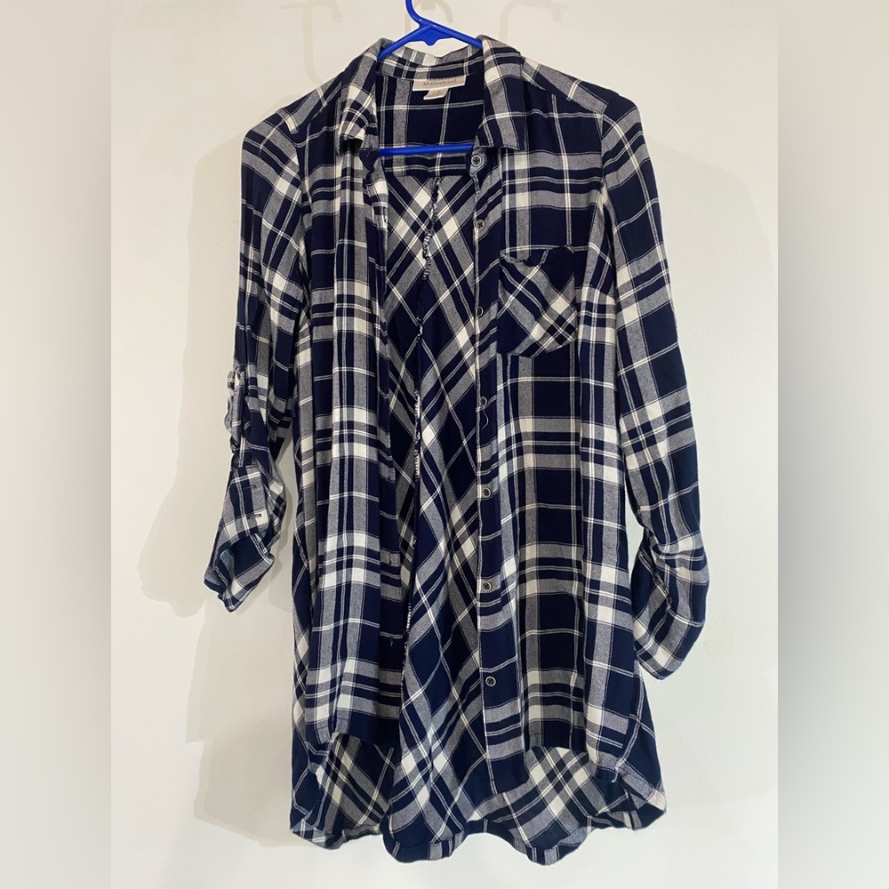 Motherhood Maternity Navy Checkered Top